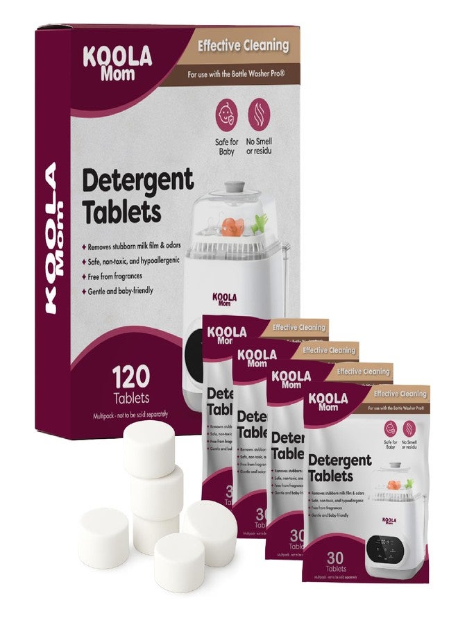 KoolerThings Detergent Tablets for Bottle Washer Compatible with Momcozy, Baby Breeza, Grownsy & All Bottle Washers - Removes Milk Residue, Grease & Odor from Bottles & Pump Parts - 120 PCS - Image 1